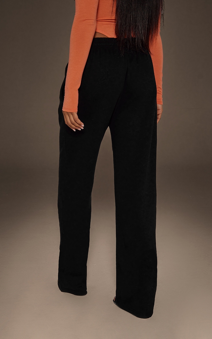 Black Oversized Embroidered Straight Leg Sweatpants image 4