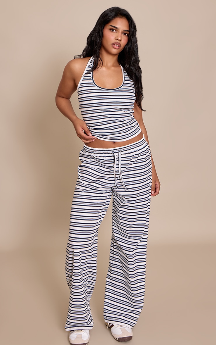 Petite Blue Striped Halterneck Vest Top image 3