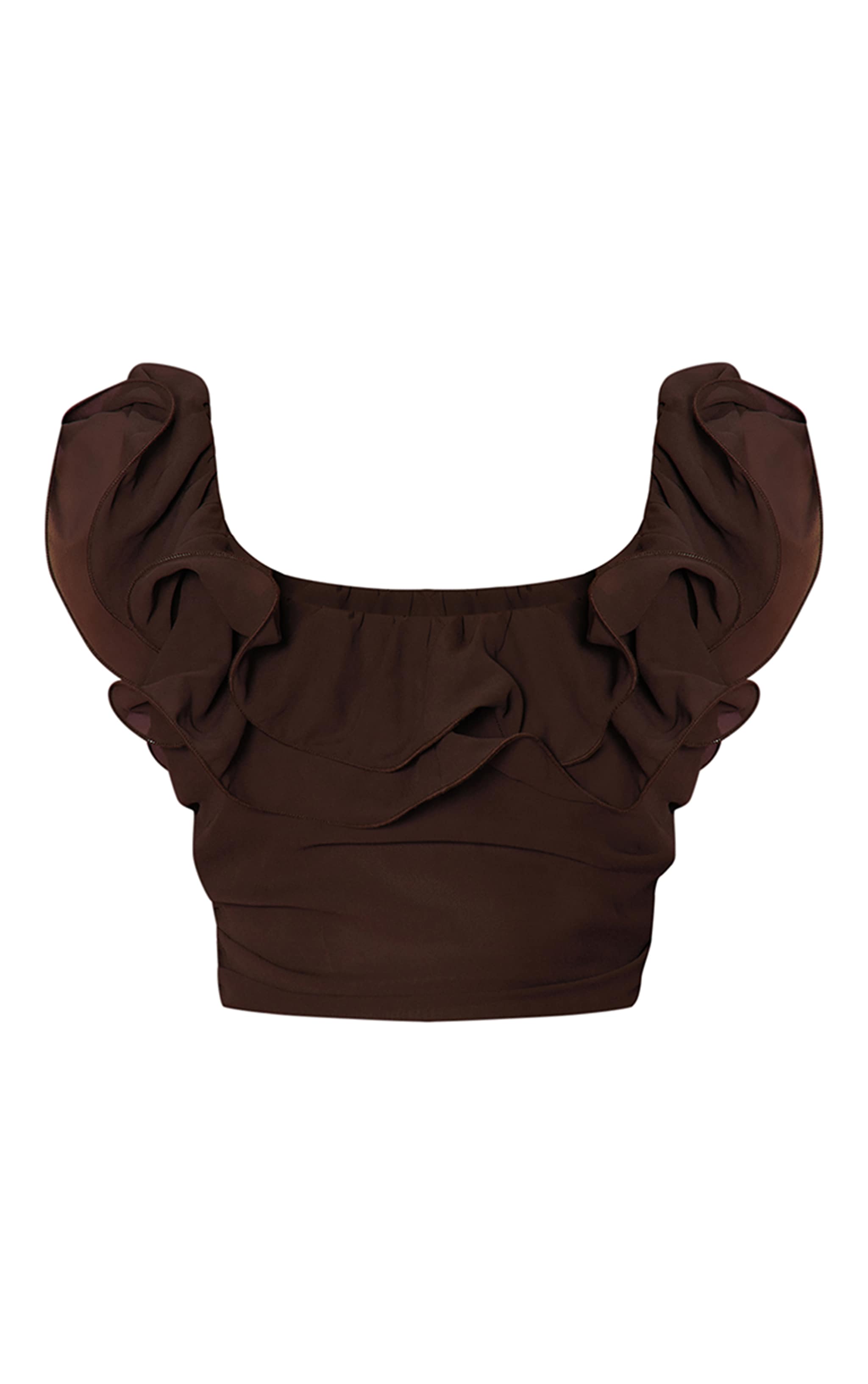 Chocolate Chiffon Ruffle Crop Top image 5