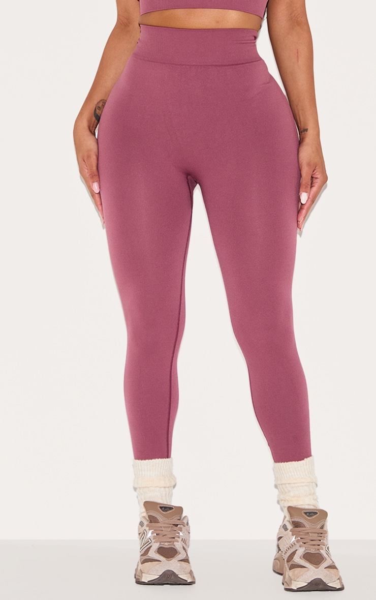 Shape Burgundy Seamless Active Ruched Bum High Waisted Leggings image 2