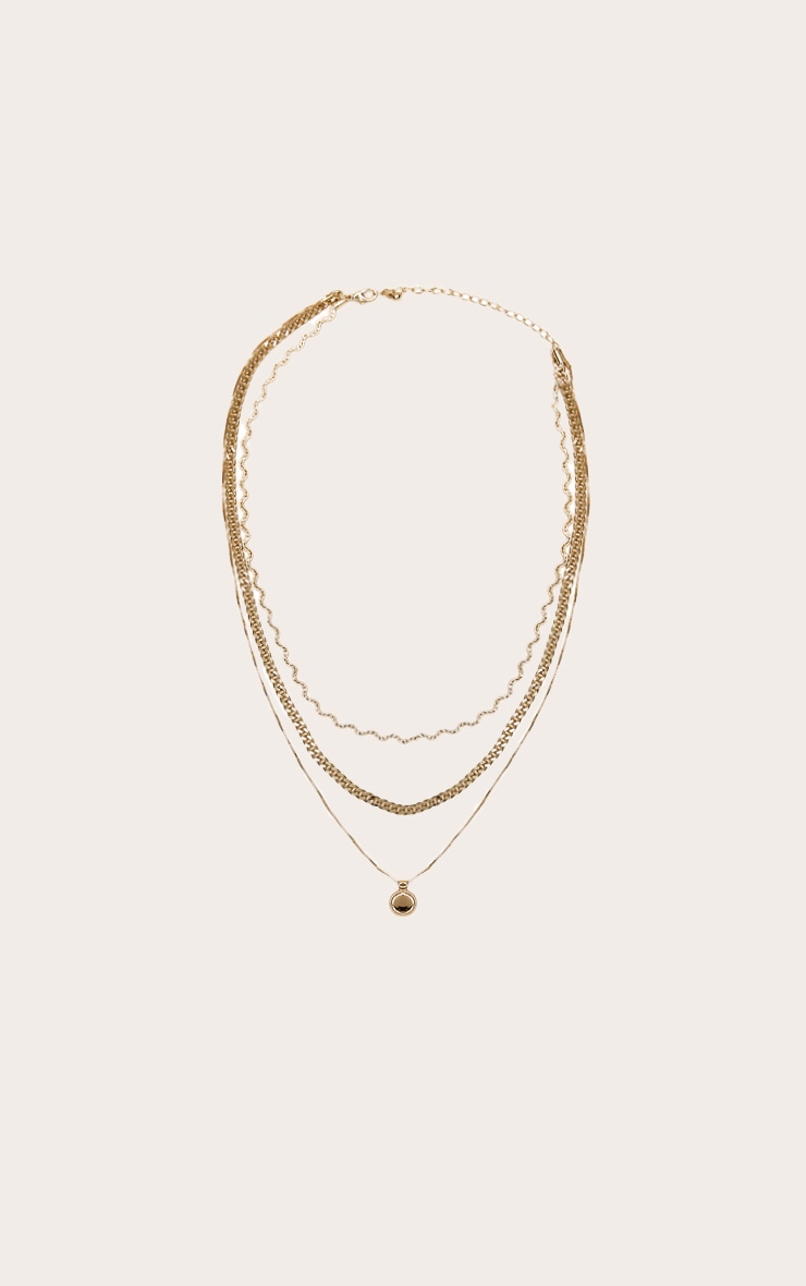 Gold Layered Pendant Chain Twist Necklace image 2