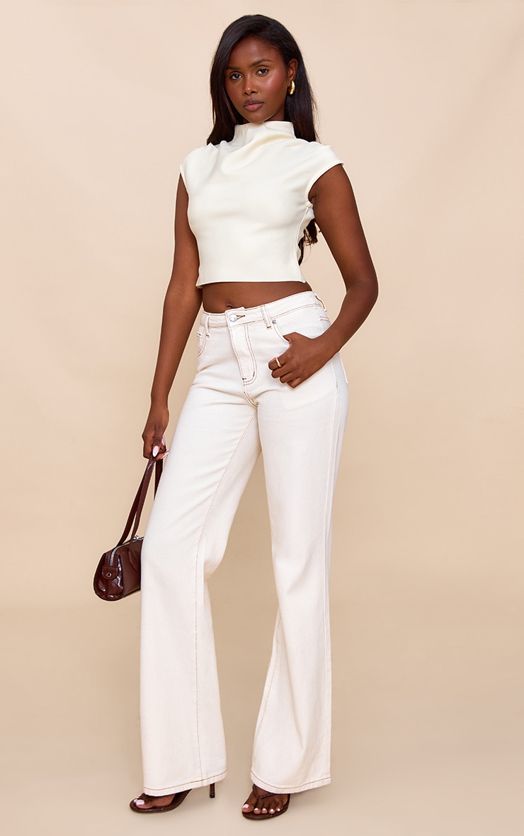 Butter Cream Bandage Pleat Detail Cap Sleeve Top | Tops