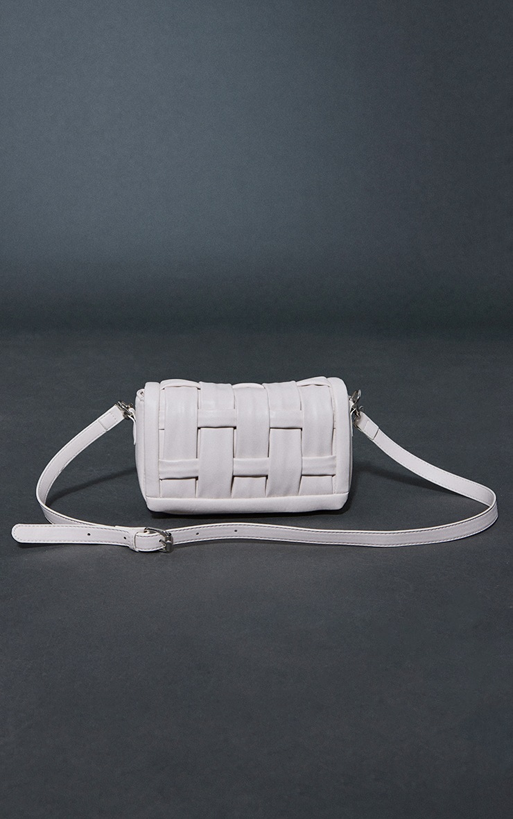 Cream Weave Flap Over Cross Body Bag image 2