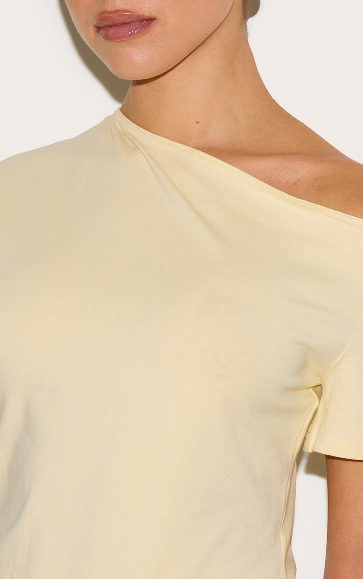 Butter Yellow Cotton Off Shoulder Drape Longline Top image 4