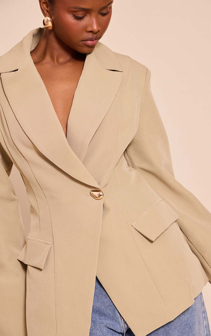 Sage Cinch Waist Lapel Point Detail Blazer image 4
