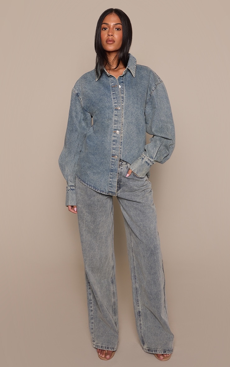 Tall Vintage Washed Mid Rise Wide Leg Jeans