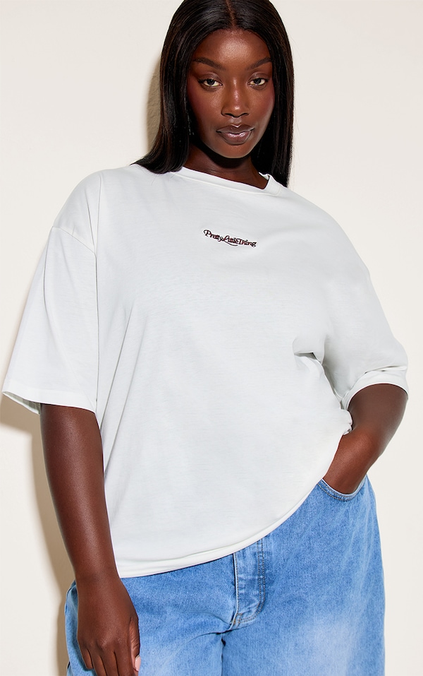 Plus Cream Prettylittlething Oversized T-Shirt