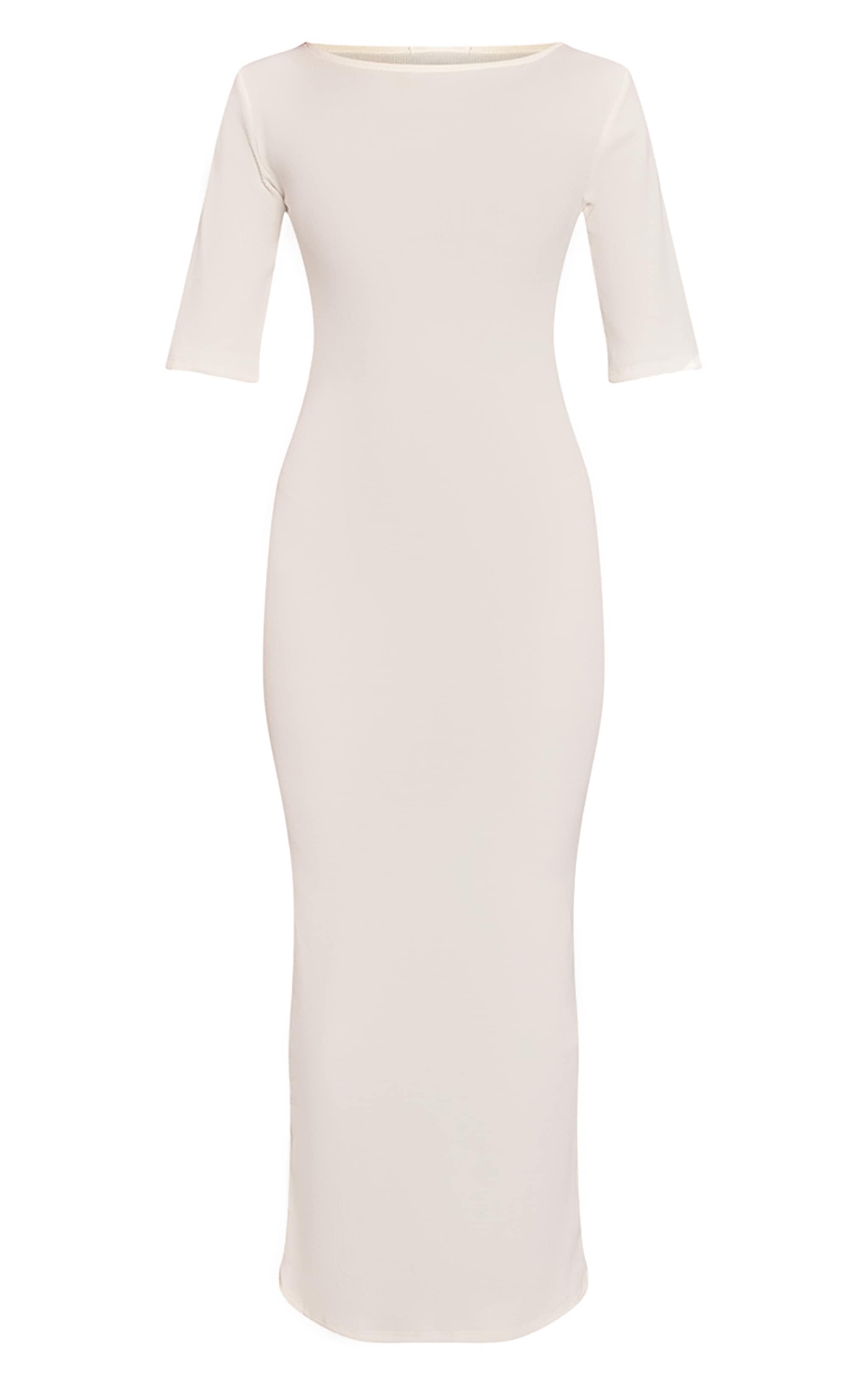 Cream Boat Neck Short Sleeve Maxi Dress image 5