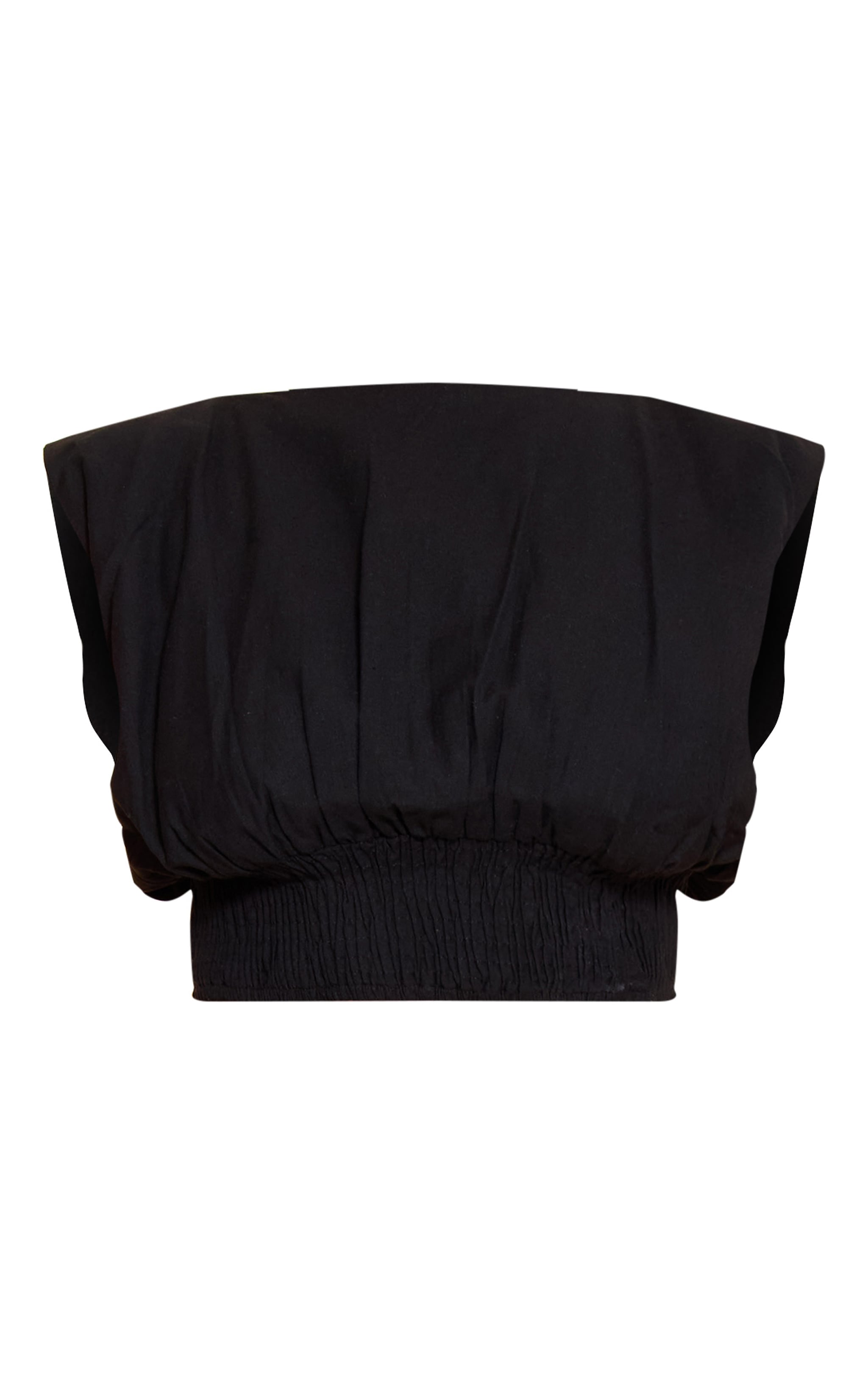 Shape black Boat Neck Shirred Cinched Waist Top image 5