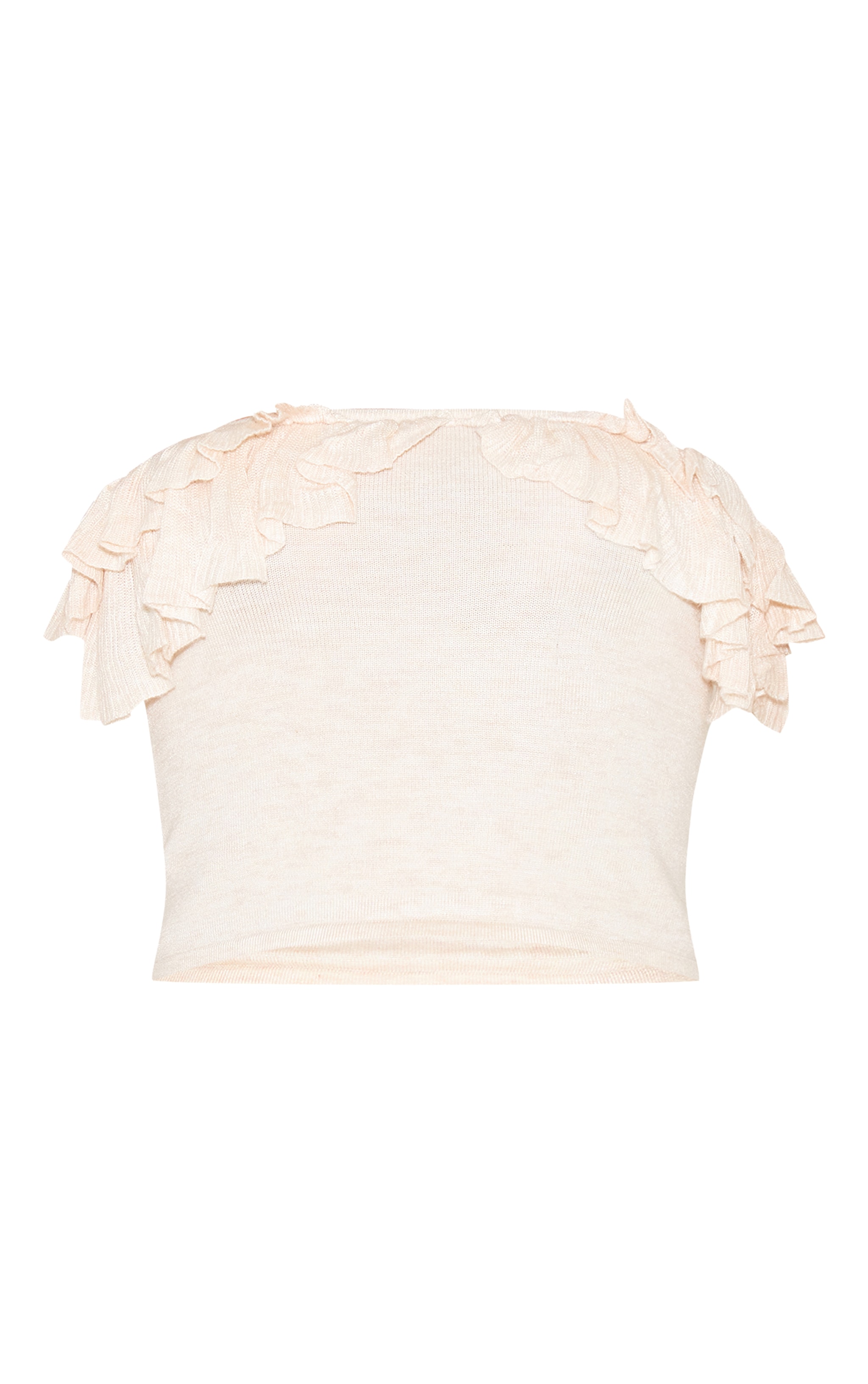 Oatmeal Fine Knit Bandeau Frill Top image 5
