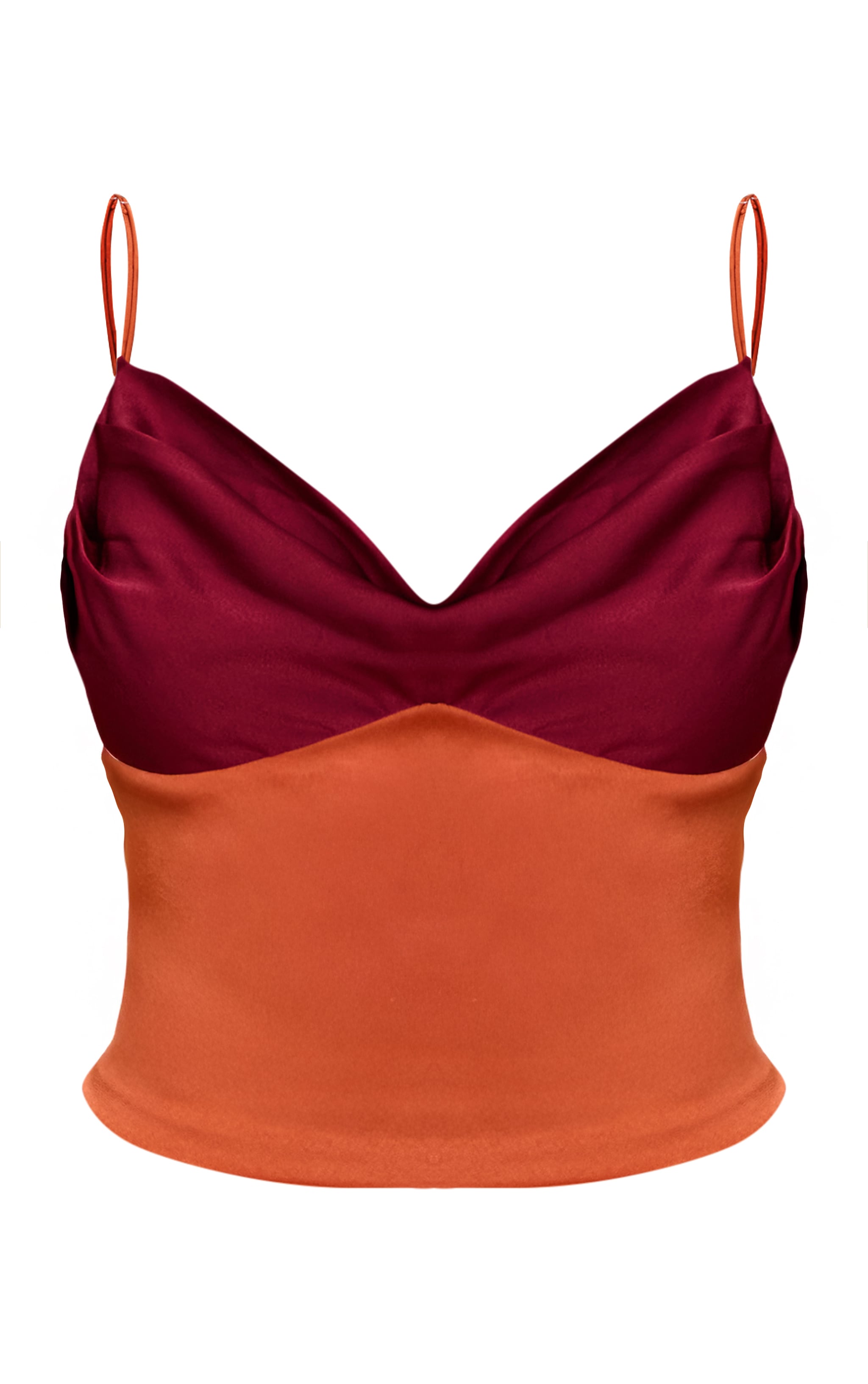 Multi Satin Pleated Contrast Strappy Cami Top image 5