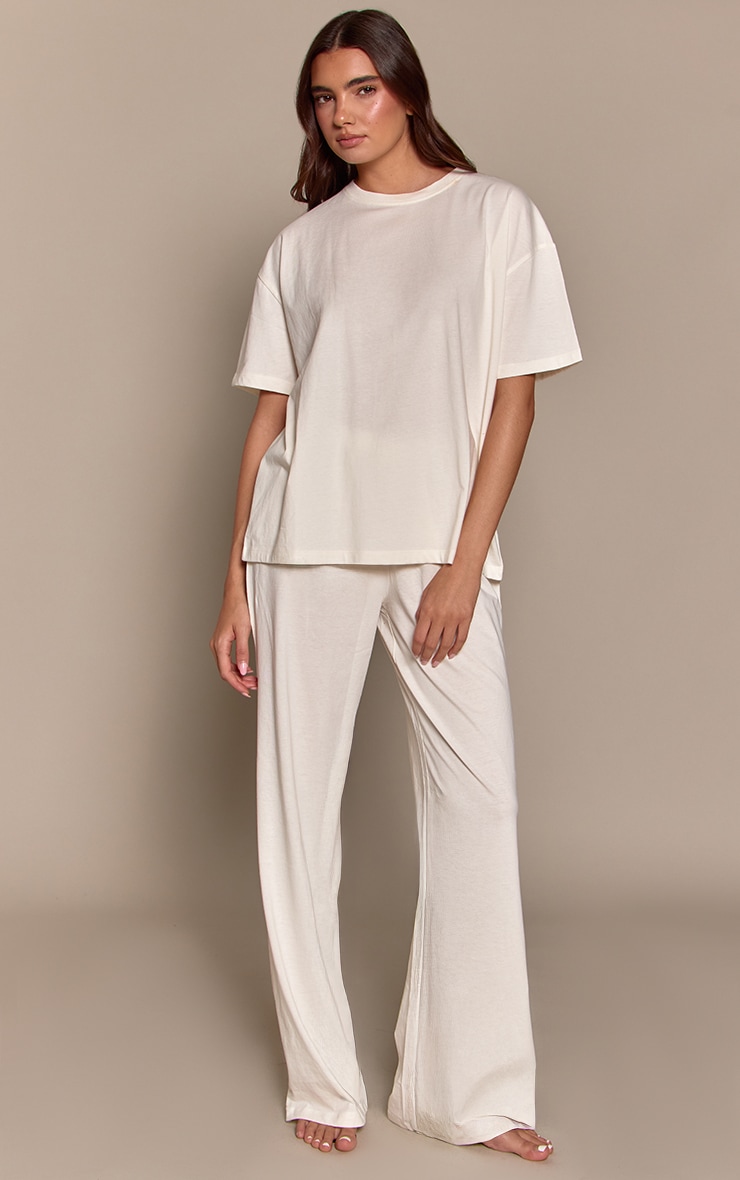 Cream Short Sleeve Boxy Pyjama Top image 3