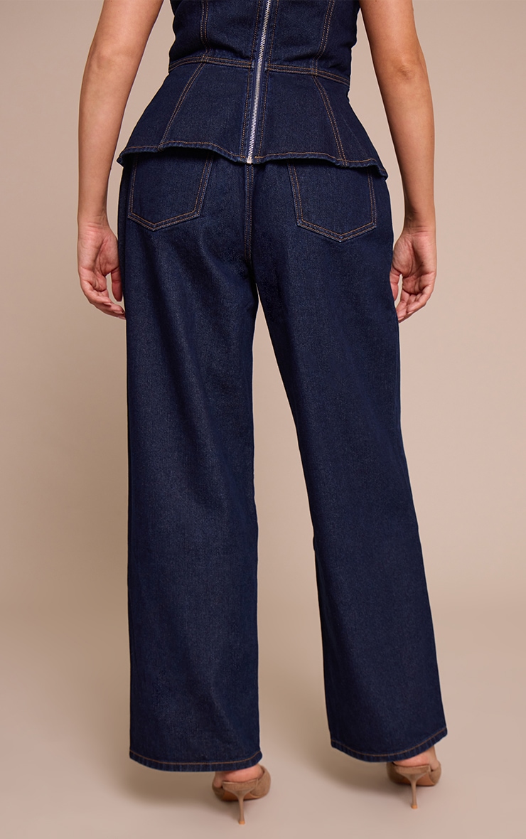 Shape Indigo Elastic Waistband Straight Leg Denim Jeans image 3