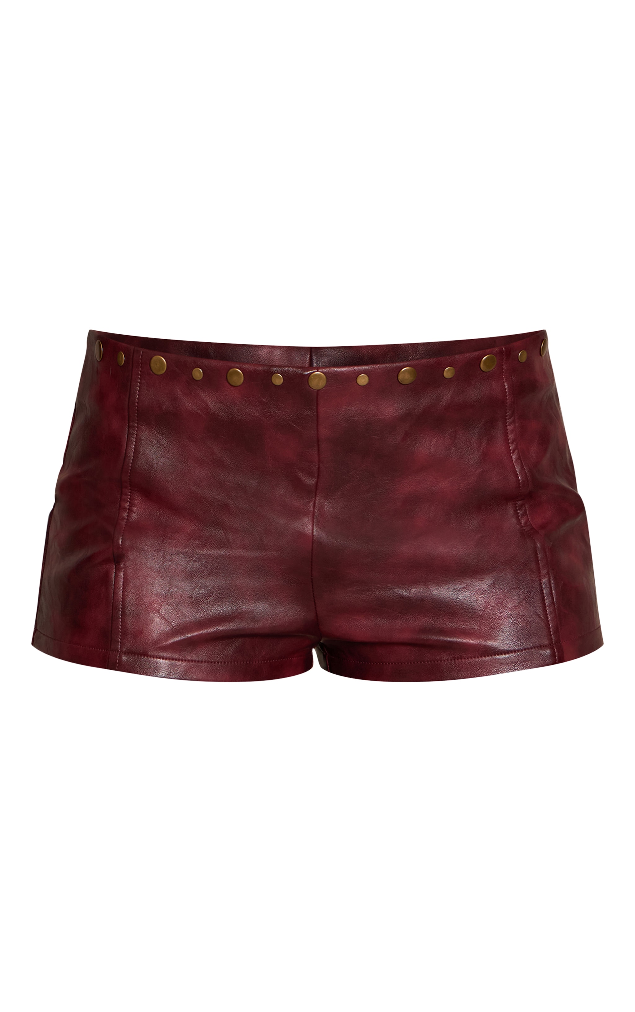 Mini short en PU bordeaux à clous image 6