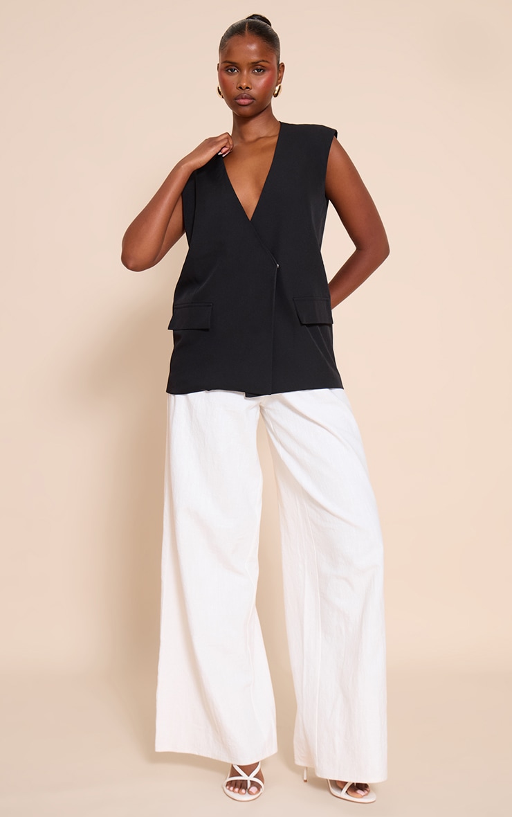 Black Oversized Boxy Longline Vest image 3