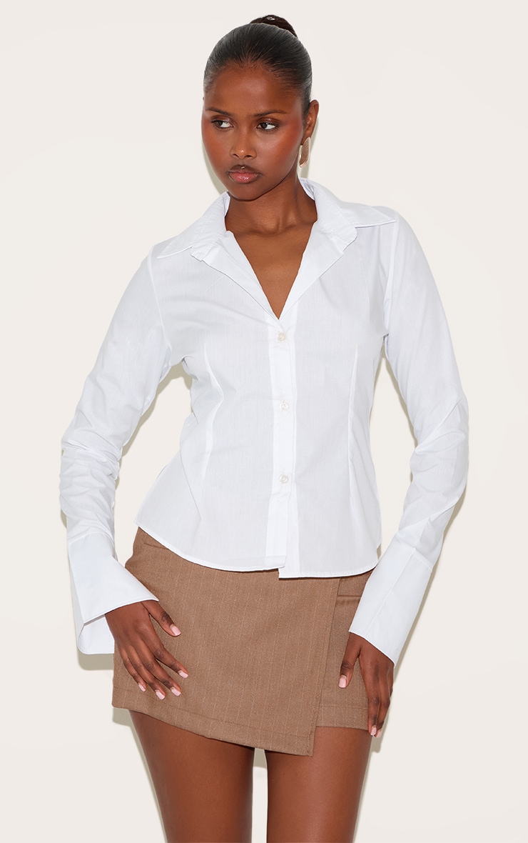 Taupe Stripe Woven Wrap Detail Mini Skirt image 4