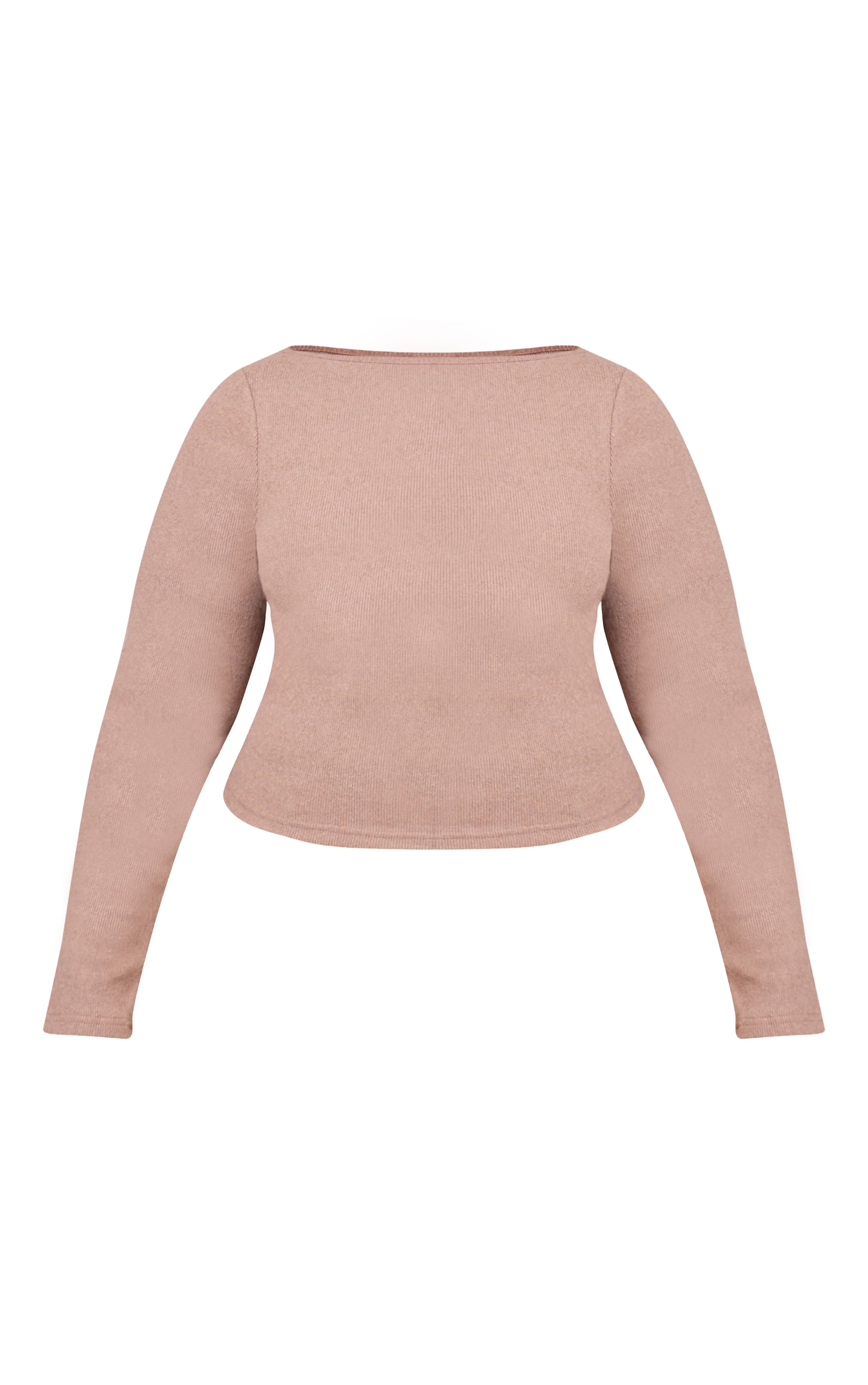 Plus Oatmeal Soft Touch Rib Boat Neck Long Sleeve Top image 5