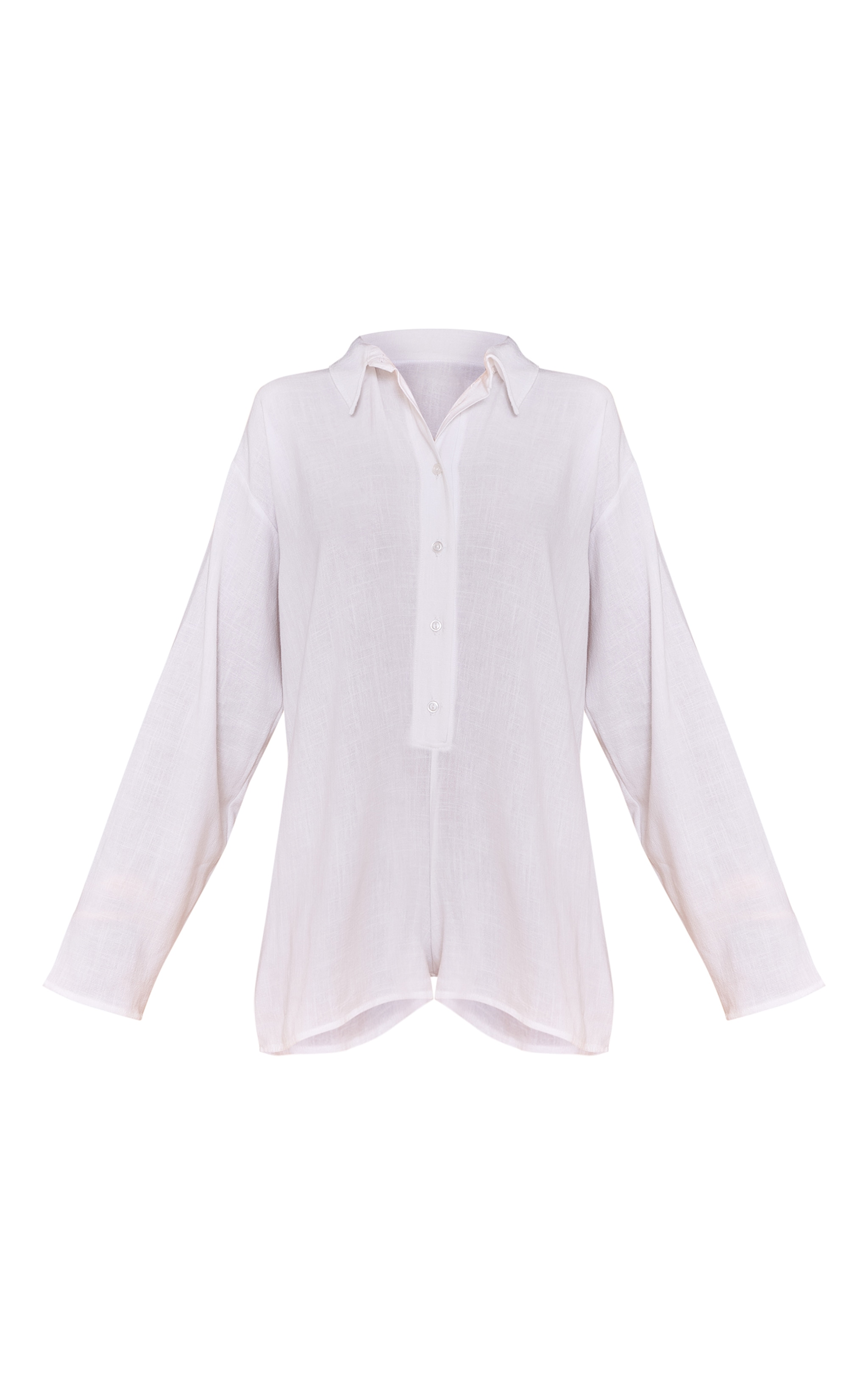 White Linen Look Floaty Shirt Detail Romper image 5