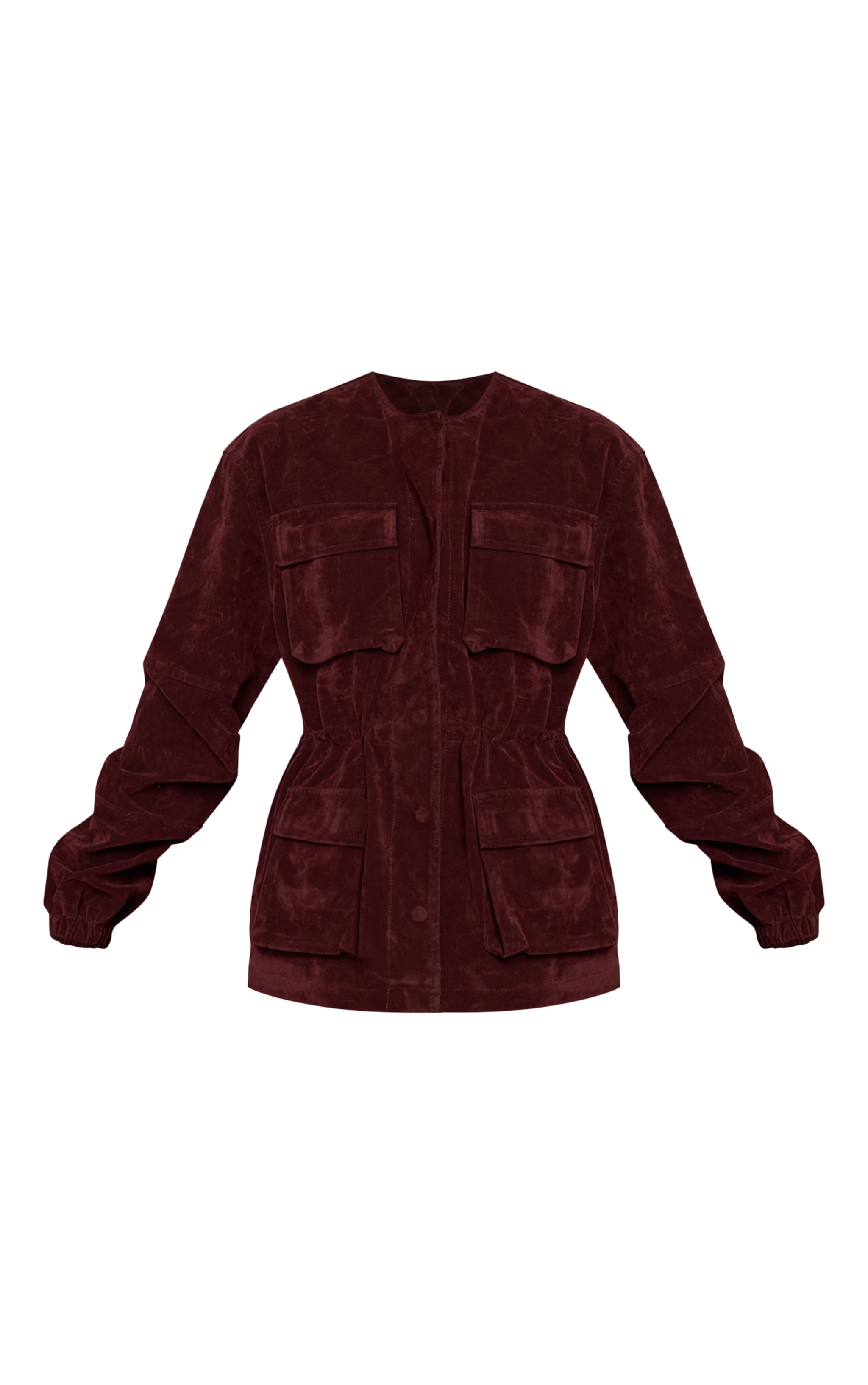 Veste structurée en suédine bordeaux à taille ajustable et poches image 5