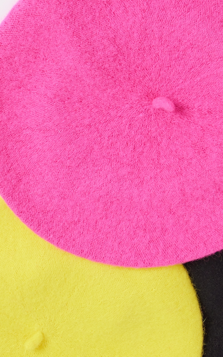 Hot Pink Simple Felt Beret image 3