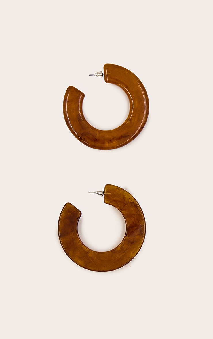 Brown Resin Hoop Earrings image 2