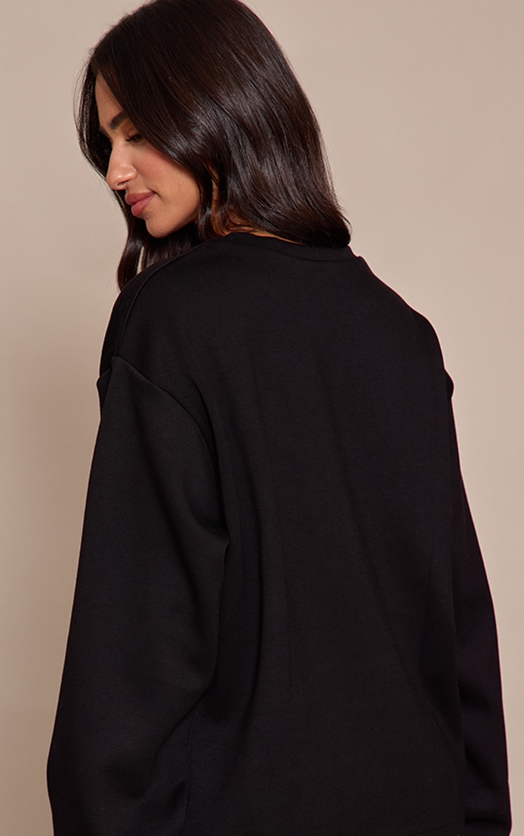 Petite Black Modal Oversized Long Sleeved T-shirt image 2