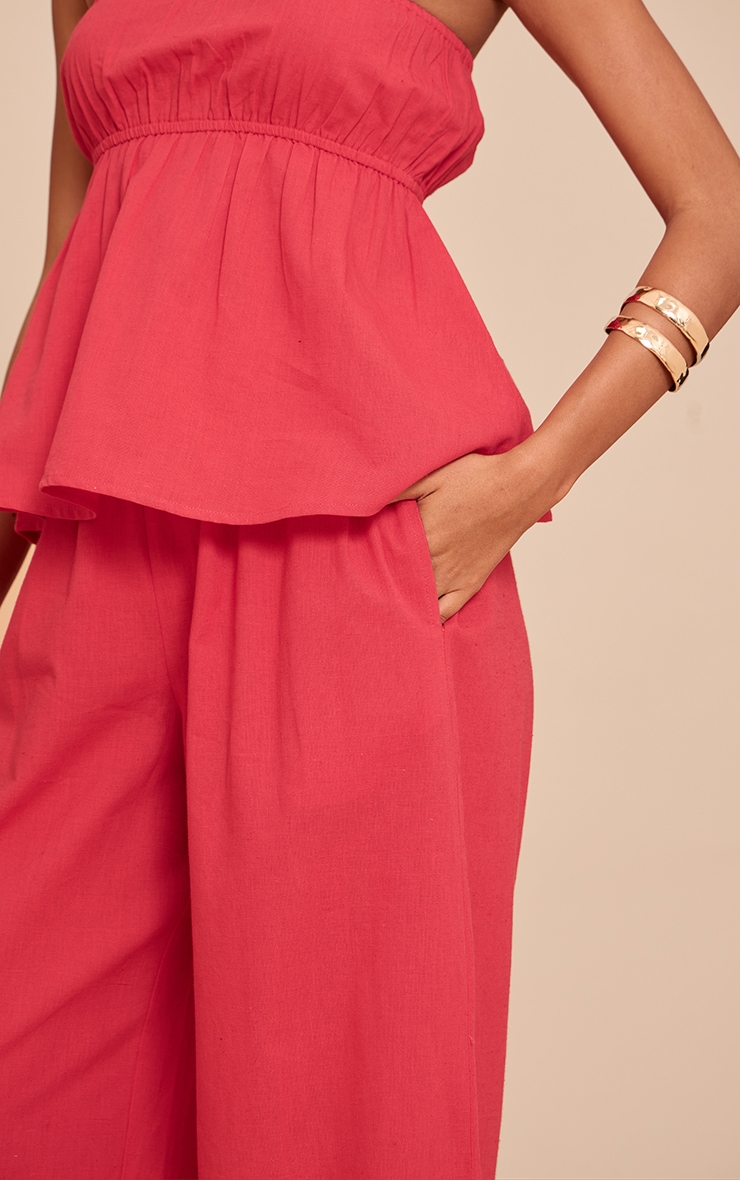 Tomato Red Floaty Wide Leg Pants image 4