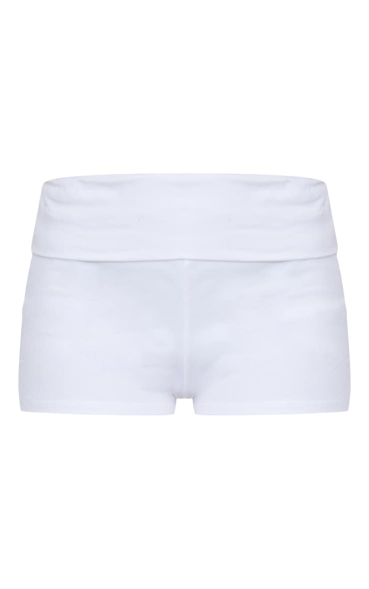 White Cotton Fold Over Waist Hot Pants Bottoms