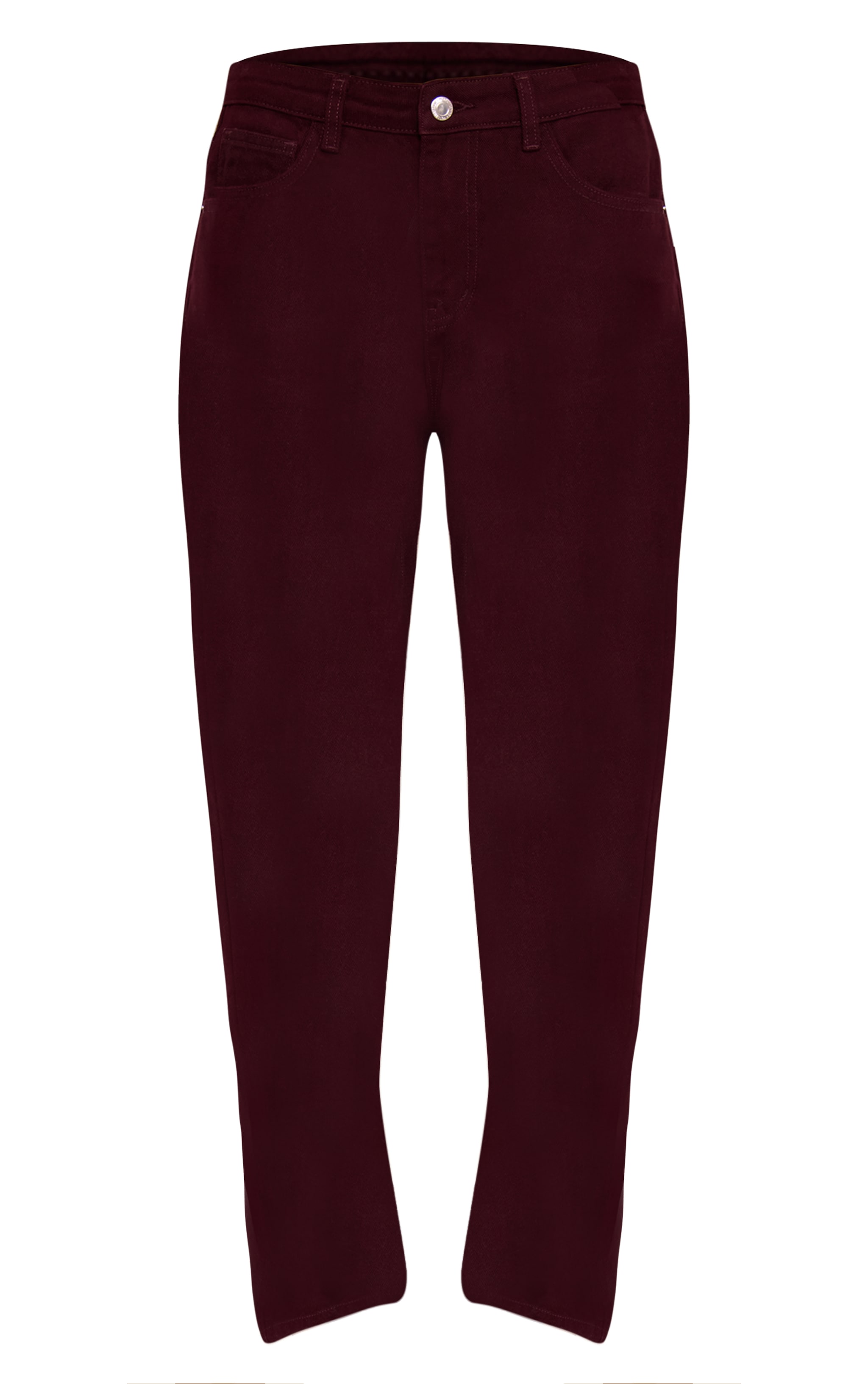 Burgundy Mid Rise Straight Leg Jeans image 5