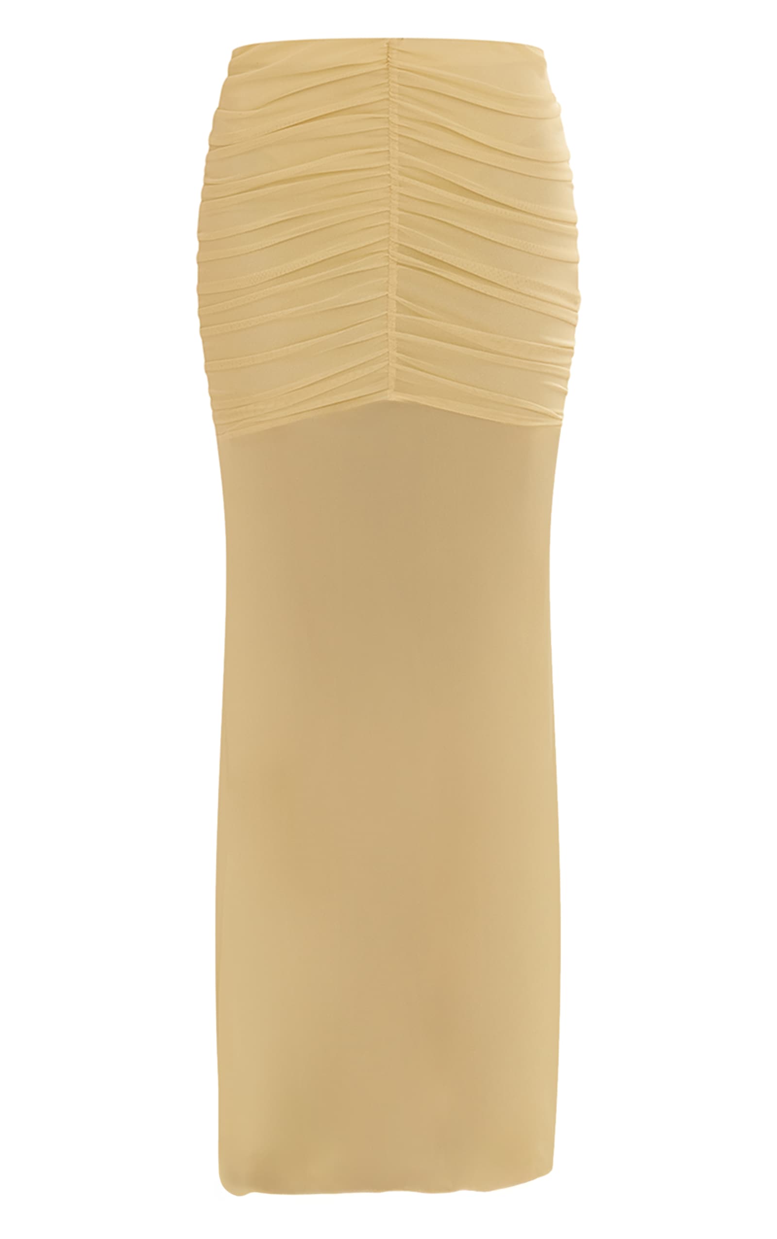 Lemon Mesh Ruched Low Rise Maxi Skirt | Co-ords | PLT
