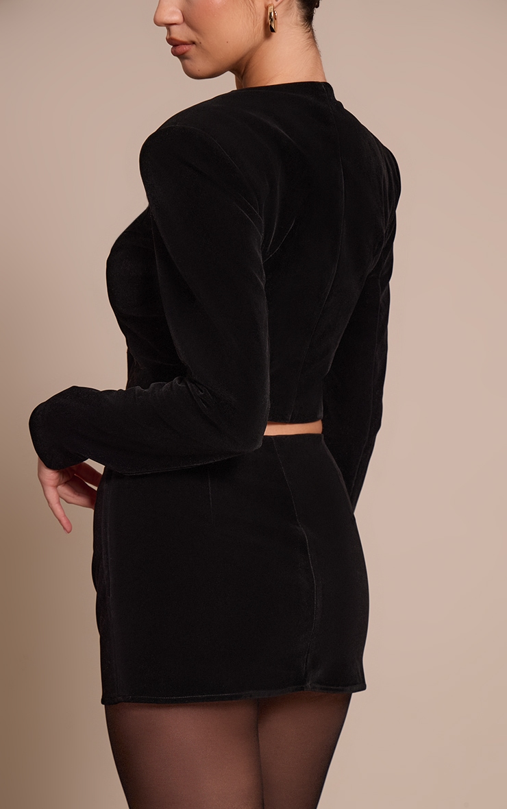 Black Tailored Velvet Mini Skirt image 3