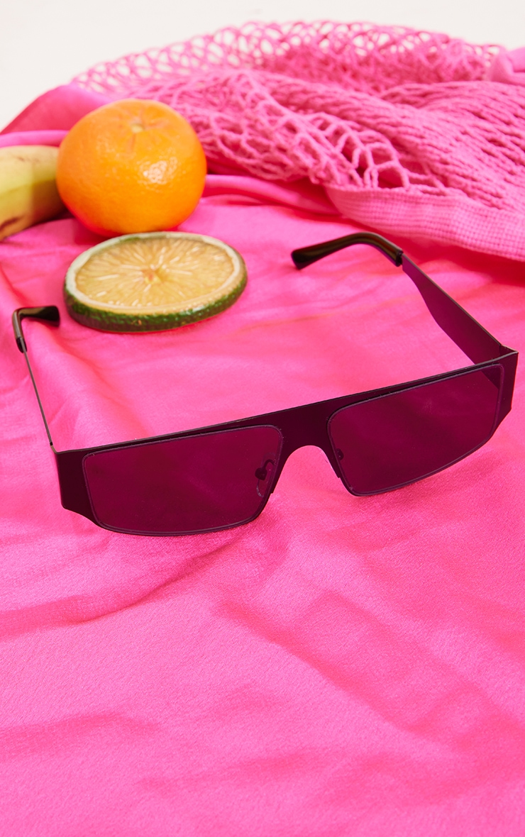 Black Matte Metal Frame Slim Visor Sunglasses image 3