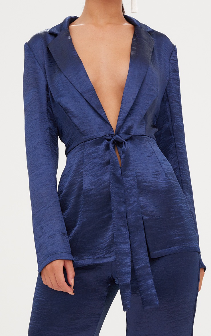 navy satin blazer