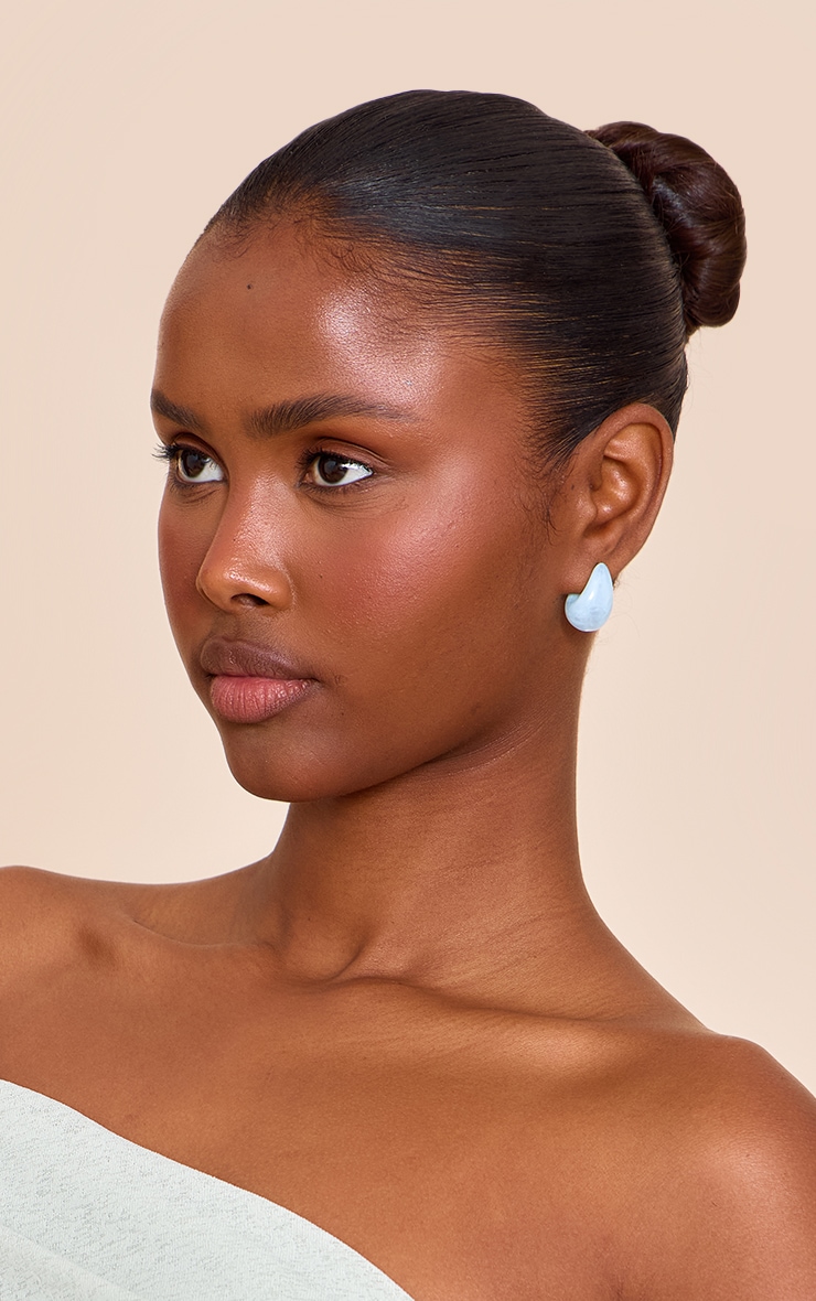 Turquoise Chunky Flat Hoop with Teardrop Multi-Pack image 1