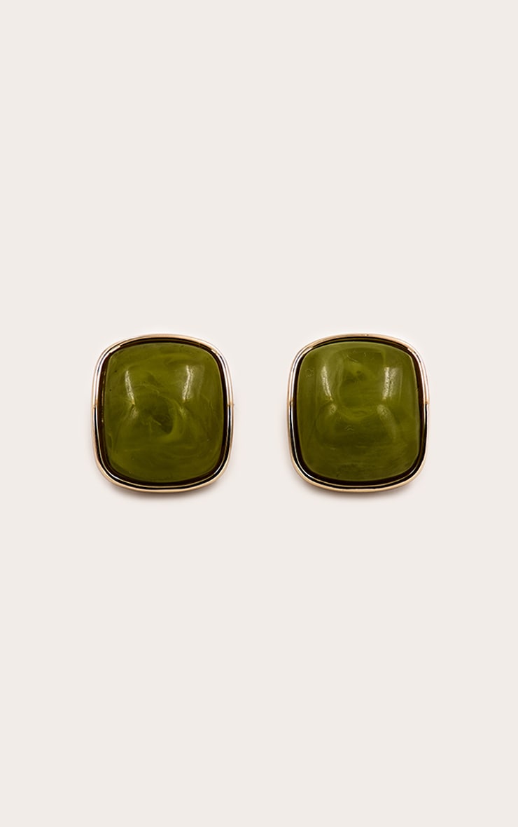 Jade Textured Resin Square Stud Earrings image 2
