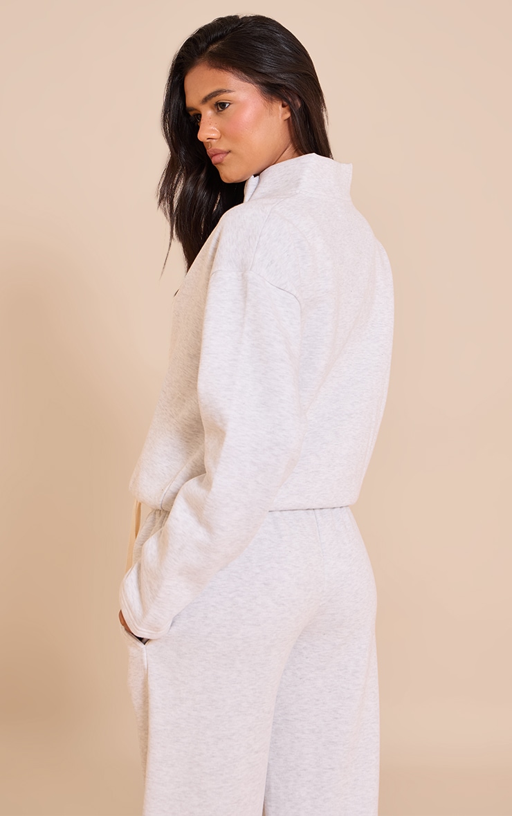 Ash Grey Contrast Drawcord Funnel Neck Sweatshirt image 2