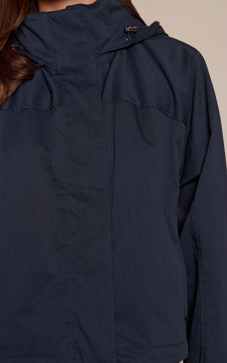 Navy Funnel Neck Ruched Windbreaker image 4