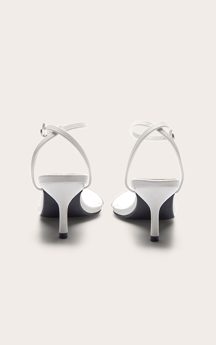 White Pu Square Toe Square Toe Barely There Mid Heeled Sandals image 4