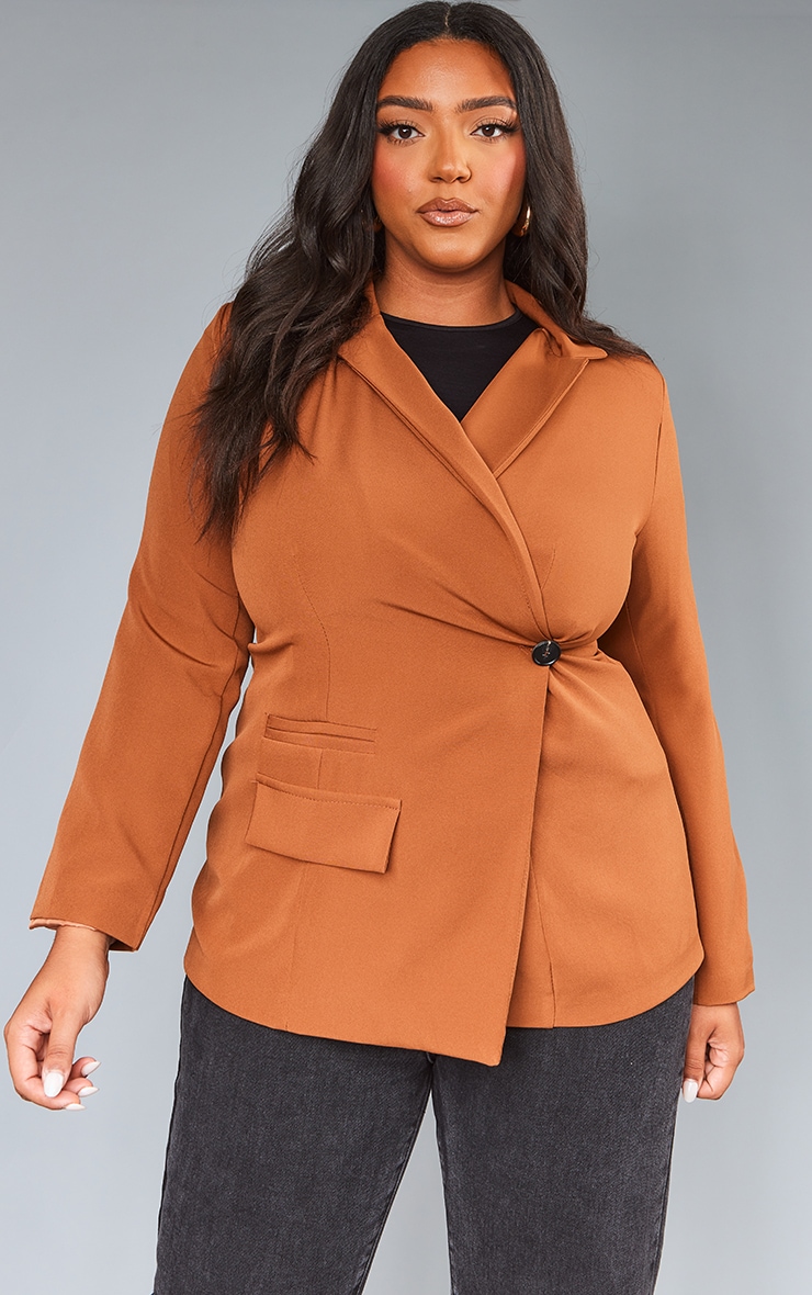 Plus Chocolate Wrap Front Blazer image 1