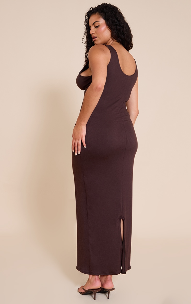 Plus Chocolate Double Contour Twist Bust Detail Maxi Dress image 2