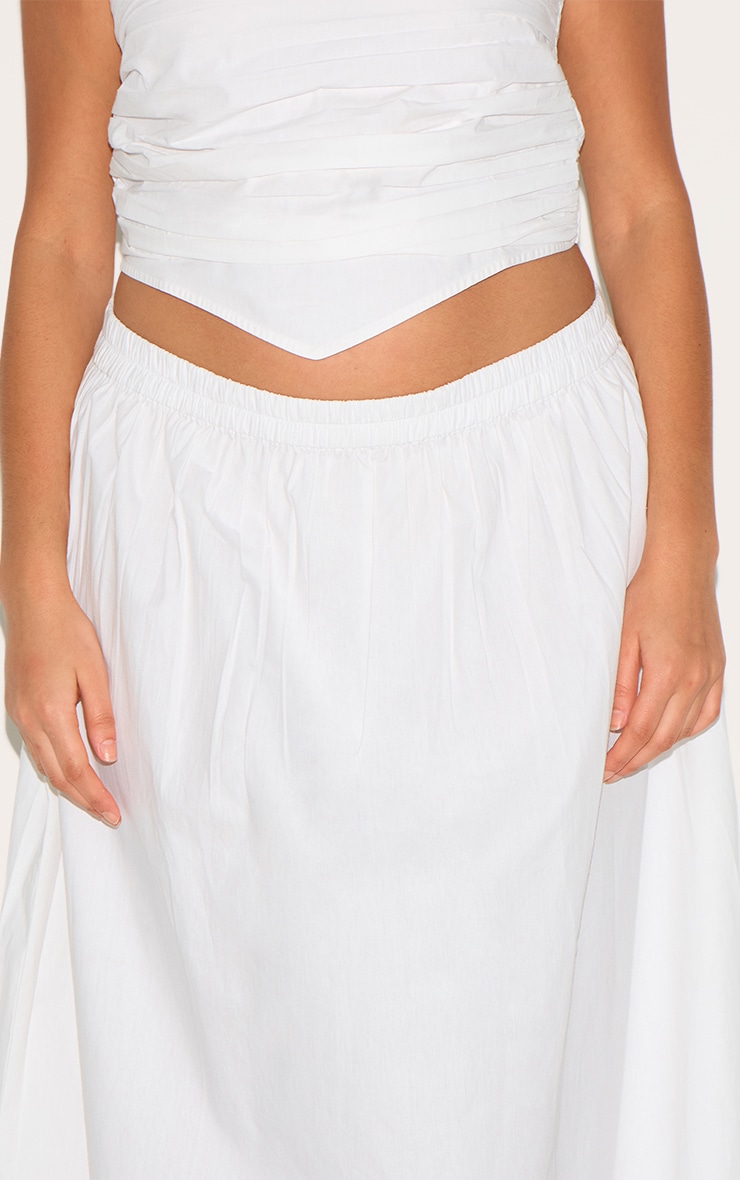 Plus White Cotton Poplin Maxi A-line Skirt image 4