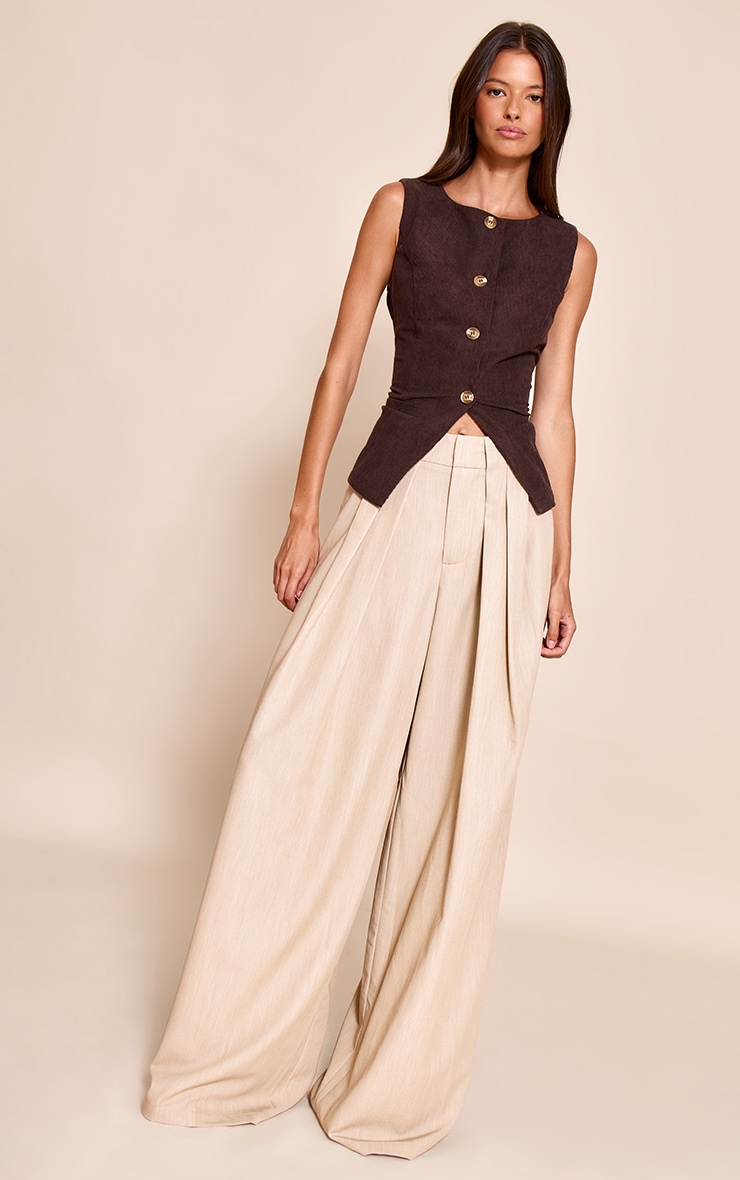 Chocolate Cord Scoop Neck Longline Vest image 3