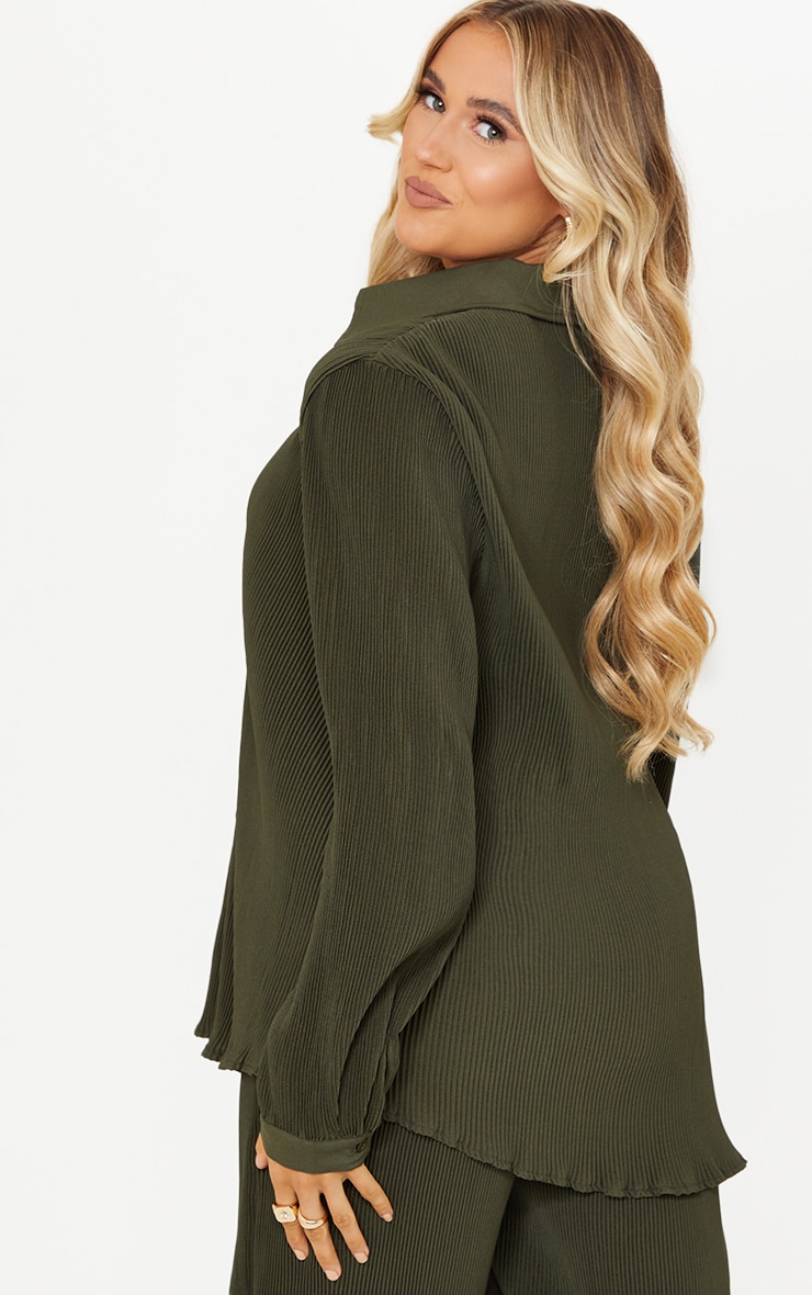 Maternité Chemise de grossesse vert olive plissée image 2