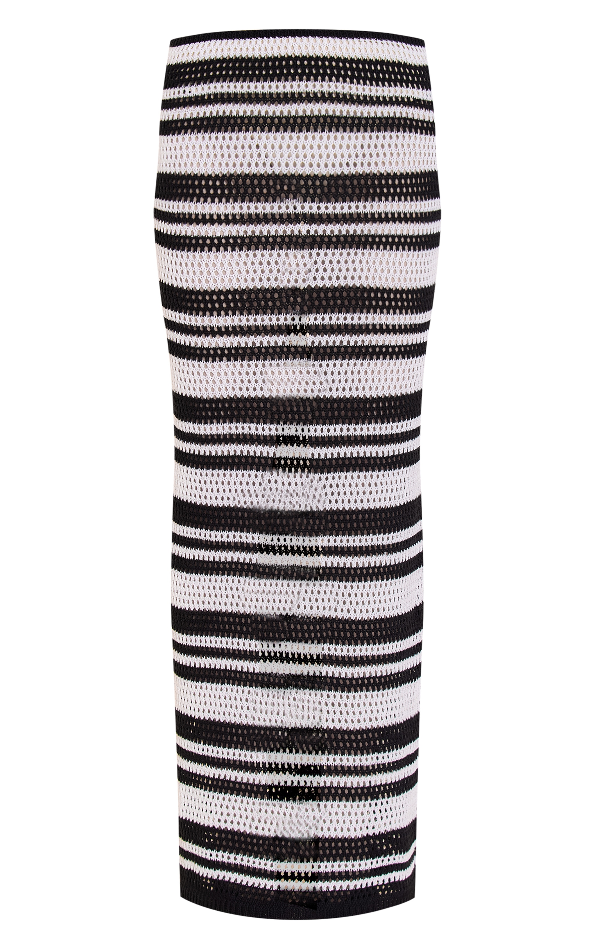 Monochrome Stripe Crochet Knitted Maxi Skirt image 5