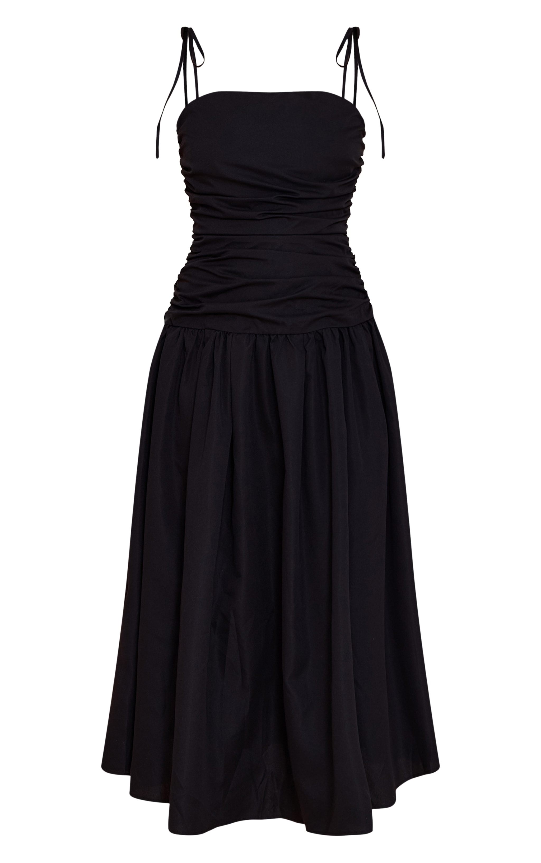 Black Ruched Detail Strappy Maxi Dress image 5