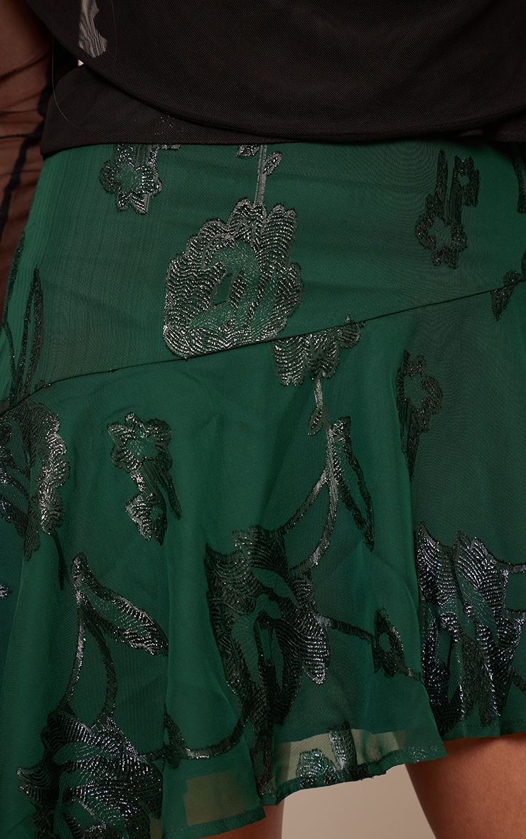 Forest Green Embroidered Floaty Mini Skirt image 5