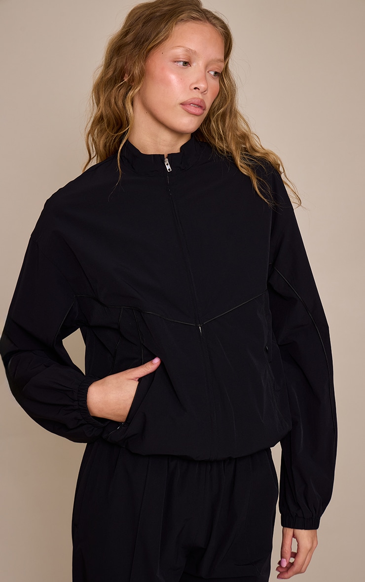 Black Shell Piping Track Jacket image 1