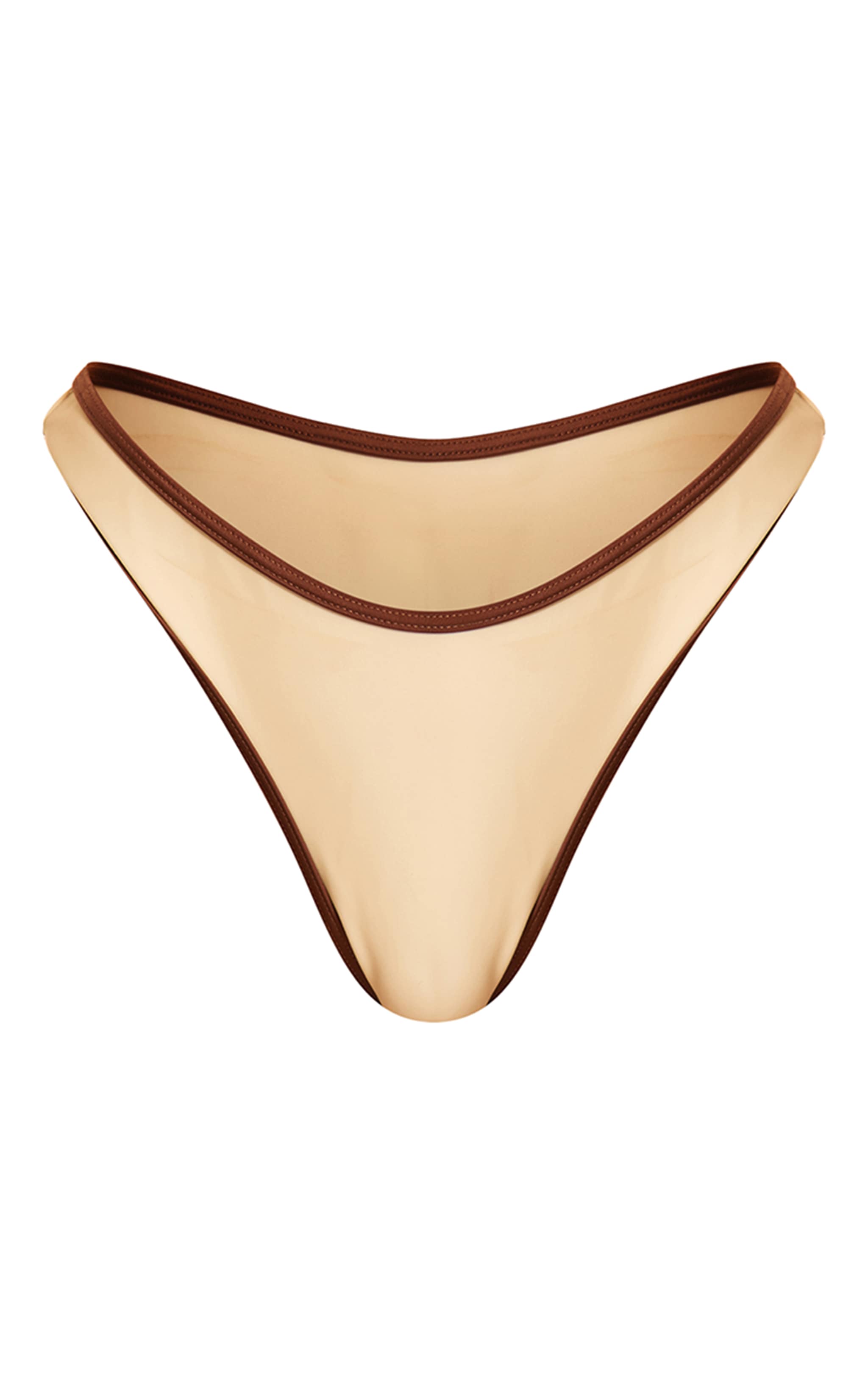 Cream Contrast Binding Tanga Bikini Bottoms image 1