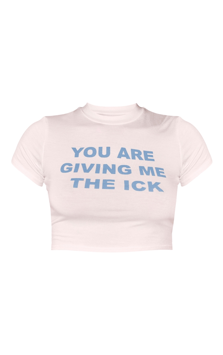 White Graphic Print Fitted Cropped T-shirt image 5