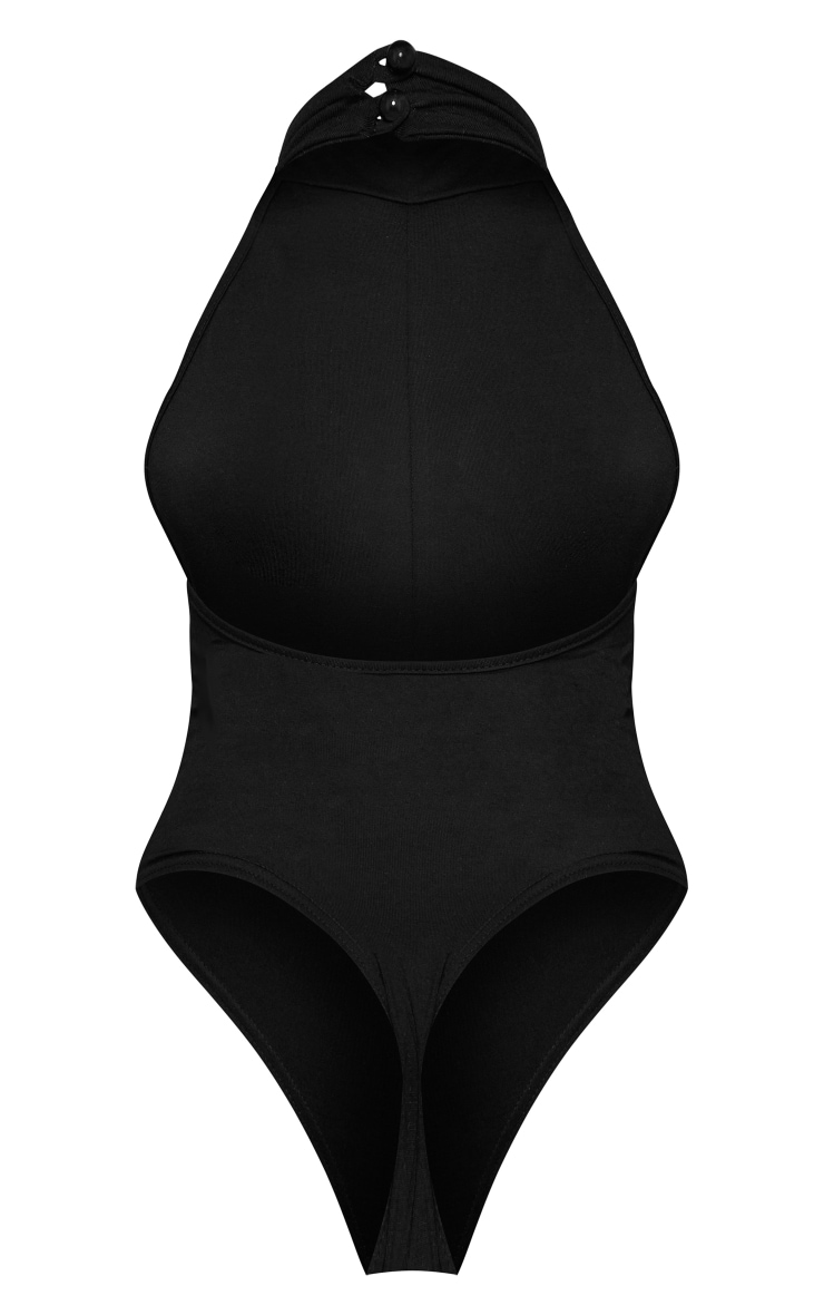 Black Soft Touch Halter Bodysuit image 3